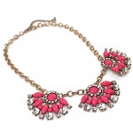 Hot Pink Crytal Flower Bauble Necklace